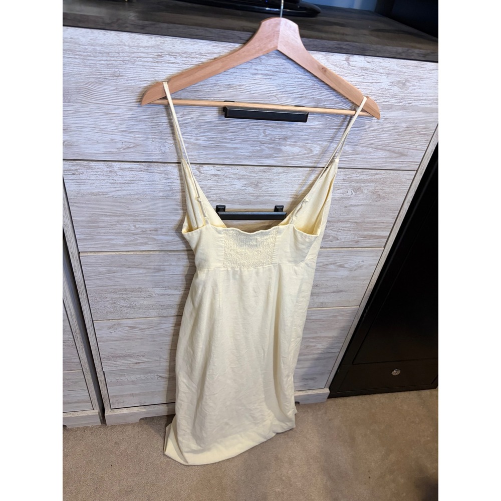 Urban Outfitters Yellow Wrap Midi Dress Smocked Back Spaghetti Strap Small - Picture 4 of 6